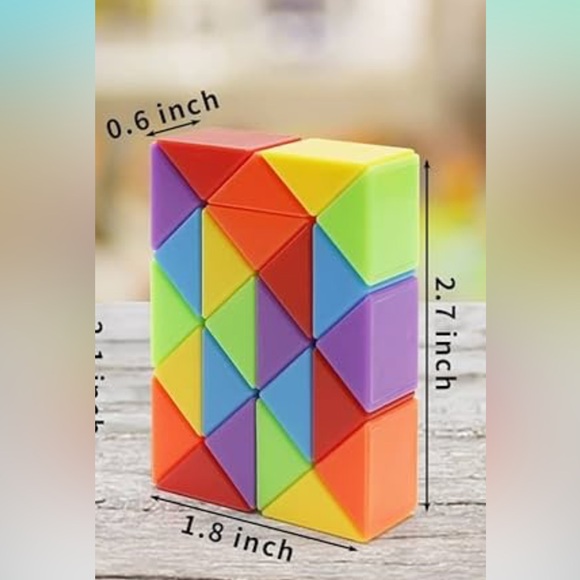 Rubik’s Snake Rainbow Medium Fidget Snake Cube Twist Puzzle Toys (pack of 11) - Picture 6 of 7